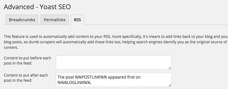 Optimize RSS feeds with Yoast SEO