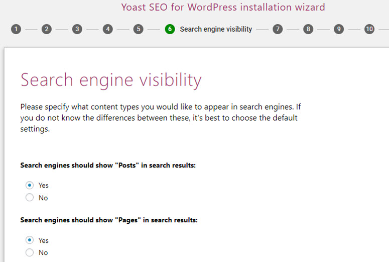 yoast seo search engine visibility
