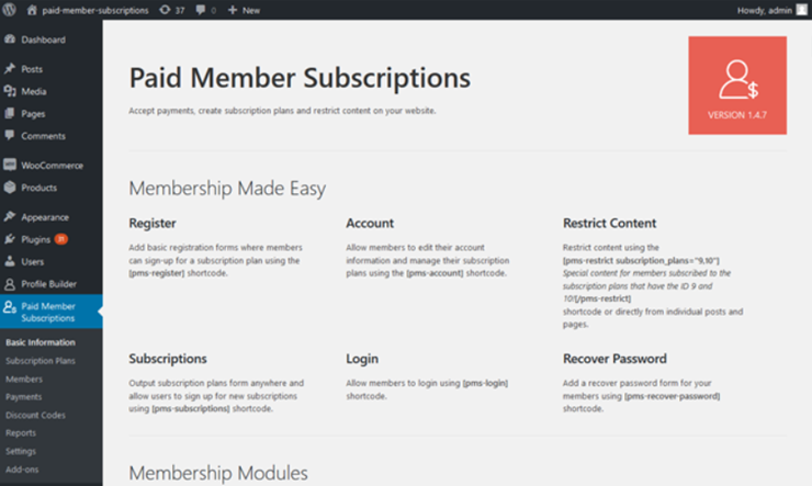 paid member subscriptions