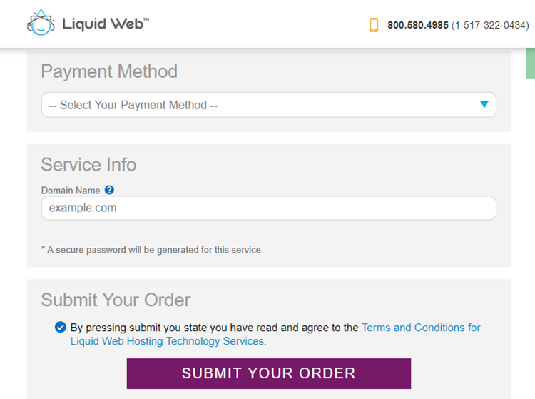 liquid web submit order
