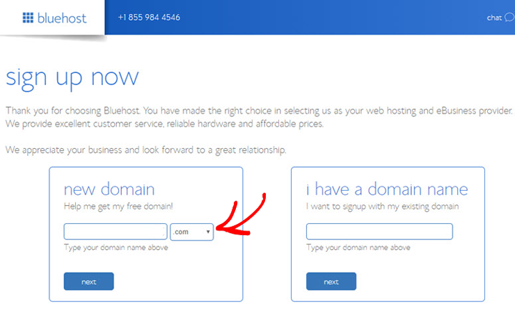 bluehost get free domain