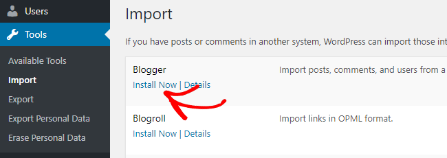 install-blogger-importer