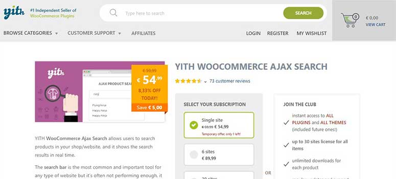 YITH Ajax WooCommerce Search